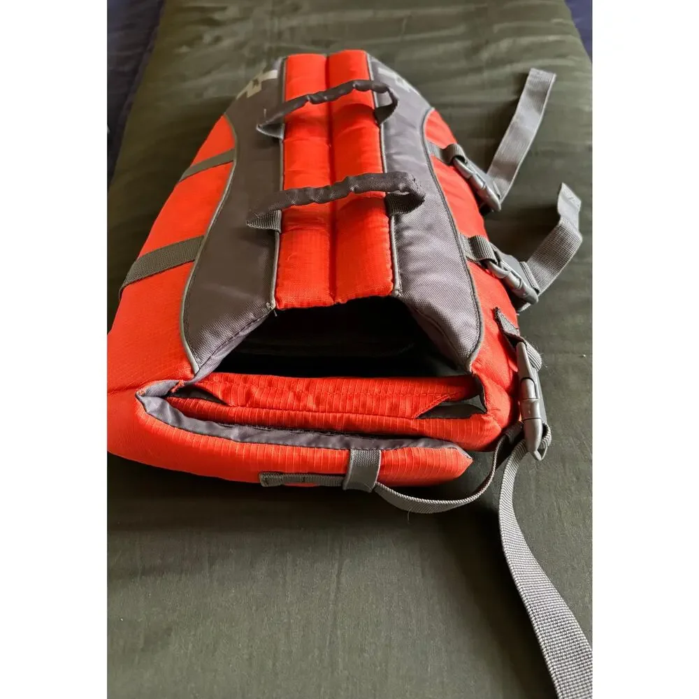 Frisco Ripstop Orange Grey Dog Life Jacket Life Swim Vest, size Medium M